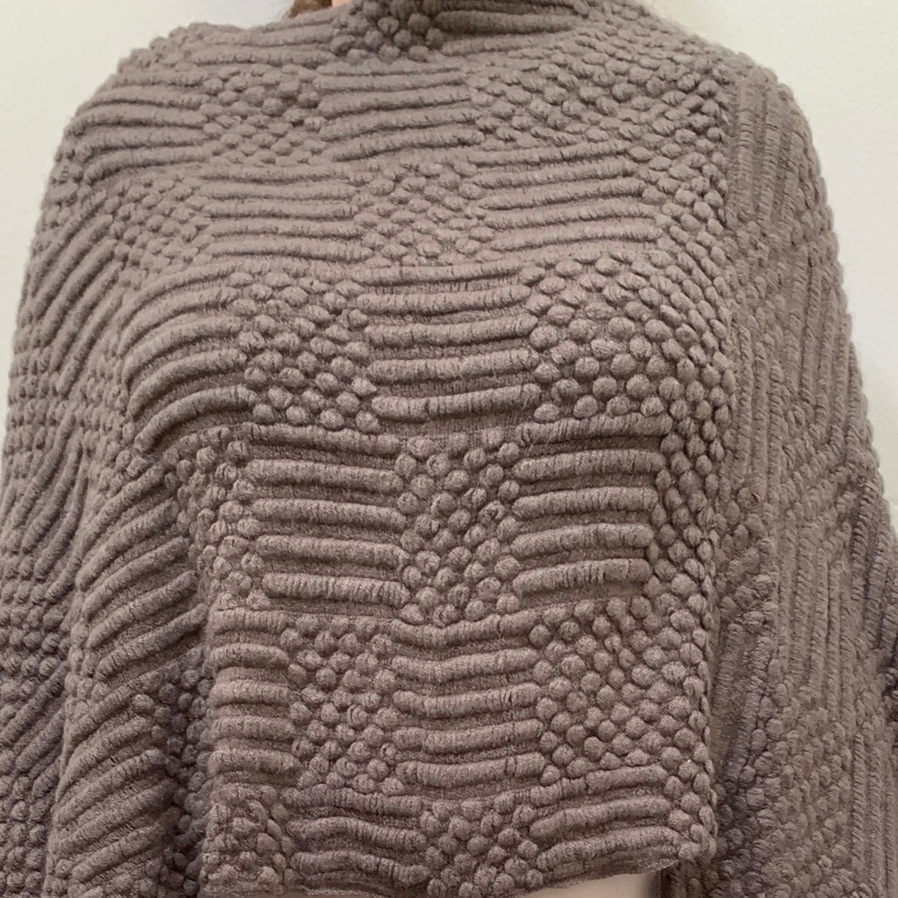 Knit Light Gray Pullover Poncho - image 1